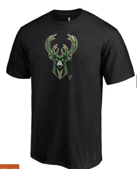Men NBA Milwaukee Bucks Fanatics Branded Black Midnight Mascot Team T shirt->new york giants->NFL Jersey